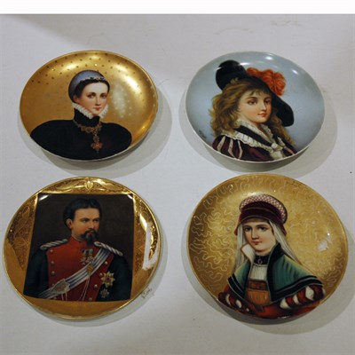 Lot 343 - Four Continental Porcelain Portrait Plates