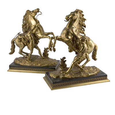 Lot 76 - Pair of Bronze Figures of Marley Horses After...
