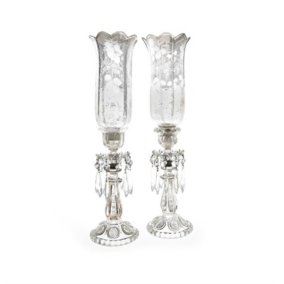 Lot 499 - Pair of Baccarat Style Gilt and Enameled Glass...
