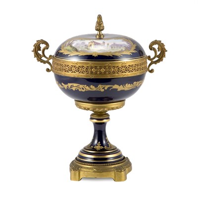 Lot 480 - Sevres Style Gilt-Metal Mounted Porcelain Bowl...