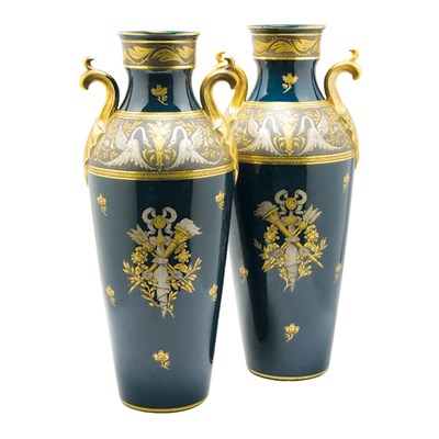 Lot 478 - Pair of French Gilt and Platinum Decorated...