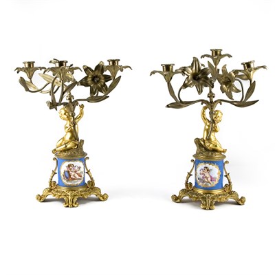 Lot 498 - Pair of Sevres Style Porcelain and Gilt-Bronze...