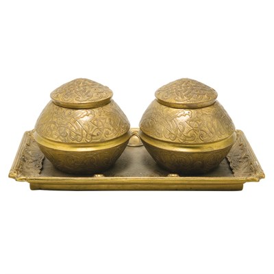 Lot 474 - Near Eastern Style Gilt-Bronze Double Inkstand...