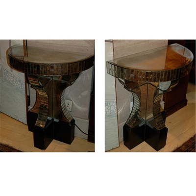 Lot 203 - Pair of Mirrored Demilune Consoles Height 32...