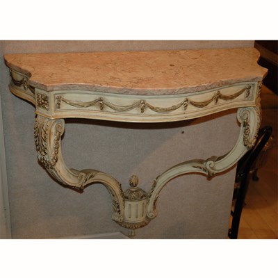 Lot 249 - Louis XVI Style Marble Top Cream Painted...