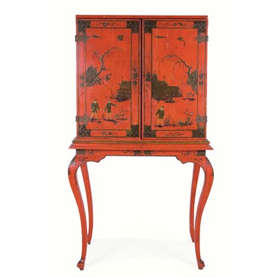 Lot 256 - Queen Anne Style Chinoiserie Decorated Cabinet...