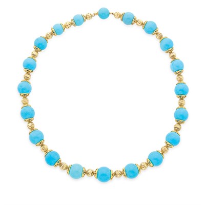 Lot 38 - Gold and Turquoise Bead Necklace