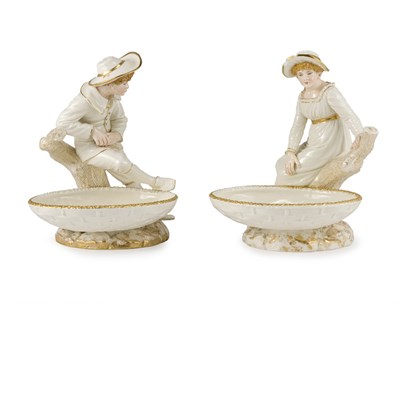 Lot 101 - Pair of Royal Worcester Porcelain Sweetmeat...