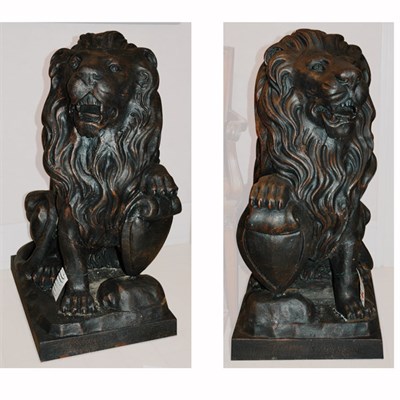 Lot 316 - Pair of Black Painted Composition Figures of...