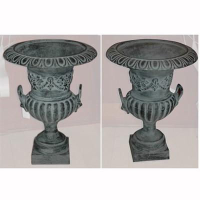 Lot 607 - Pair of Neoclassical Style Bronze Garden Urns...