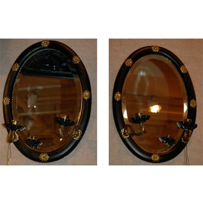 Lot 337 - Pair of Empire Style Gilt Decorated Two-Light...
