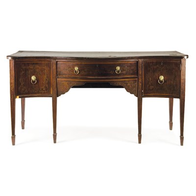 Lot 425 - Edwardian Marquetry and Mahogany Serpentine...