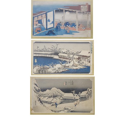 Lot 26 - Hiroshige 19th Century View of villagers in...
