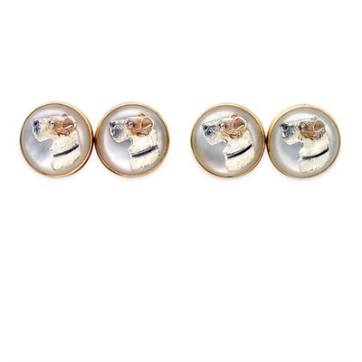 Lot 104 - Pair of Gold and Reverse Crystal Intaglio Cufflinks