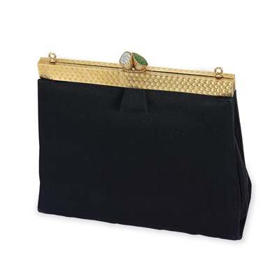 Lot 312A - Gold, Emerald and Diamond and Silk Evening Purse, Cartier