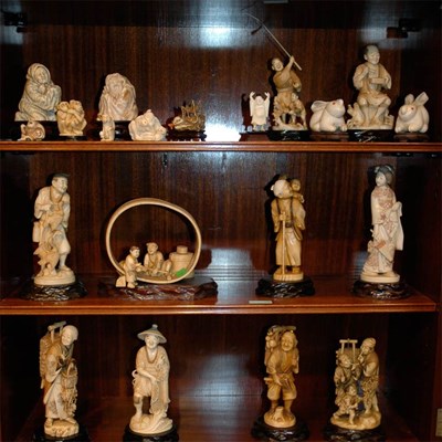 Lot 297 - Group of Japanese Ivory Okimono Approximately...