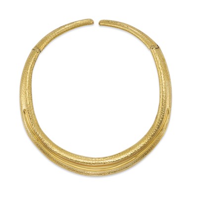 Lot 437 - Hammered Gold Choker Necklace, Andrew Clunn