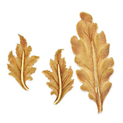 Lot 471 - Gold Leaf Clip and Pair of Earrings, Buccellati