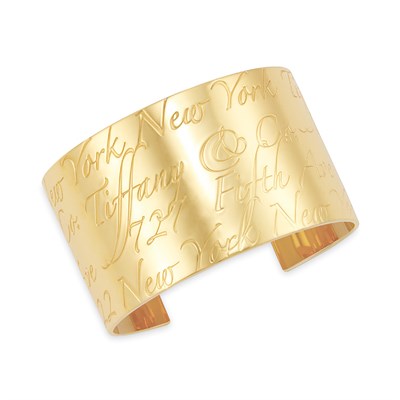 Lot 349 - Gold Signature Cuff Bangle Bracelet, Tiffany & Co.