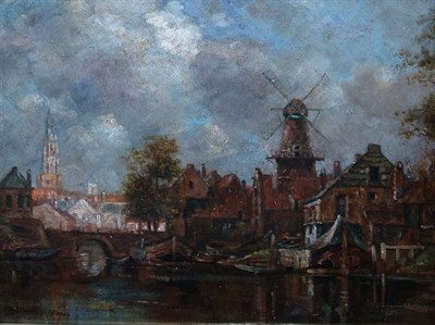 Lot 28 - (i) Dutch School 20th Century Along the Canal...