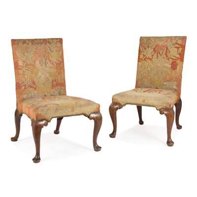 Lot 215 - Pair of George II Mahogany Side Chairs Mid...