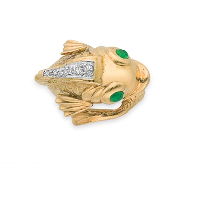 Lot 279 - Gold, Diamond and Emerald Fish Ring