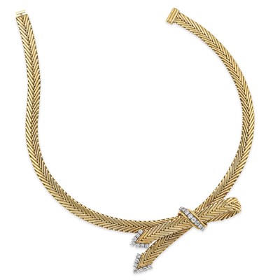 Lot 447 - Gold and Diamond Necklace