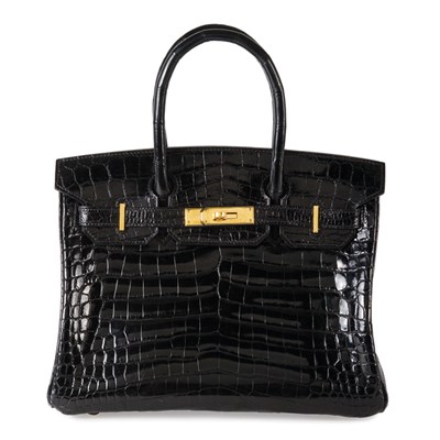 Lot 254 - Hermes Black Alligator 30 Berkin Stamped in...