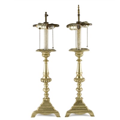 Lot 184 - Pair of Dutch Baroque Style Brass Pricket...