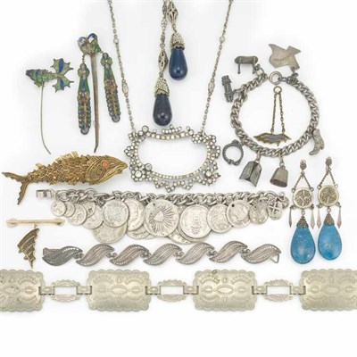 Lot 554 - Assorted Group of Nickel Silver and Silver Jewelry