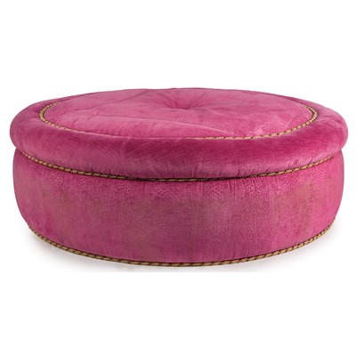 Lot 123 - Jamie Drake Circular Ottoman Linen velvet and...