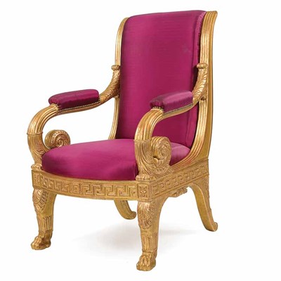 Lot 129 - Upholstered Open Armchair Continental, 19th...