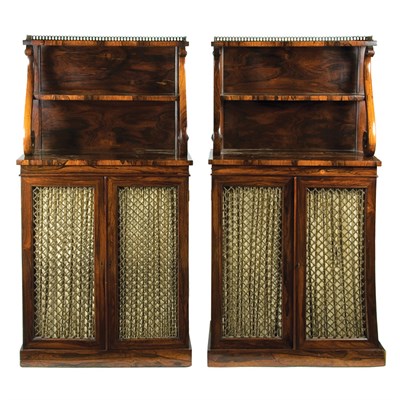 Lot 407 - Pair of Regency Style Rosewood Chiffoniers...
