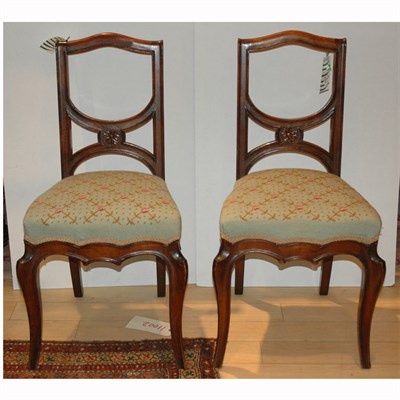 Lot 482 - Pair of French Provincial Walnut Side Chairs
