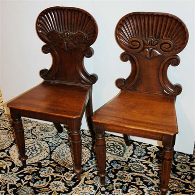 Lot 544 - Pair of Victorian Mahogany Hall Chairs