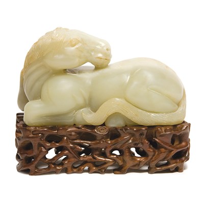 Lot 67 - Chinese Jade Model of a Recumbent Horse 19th...