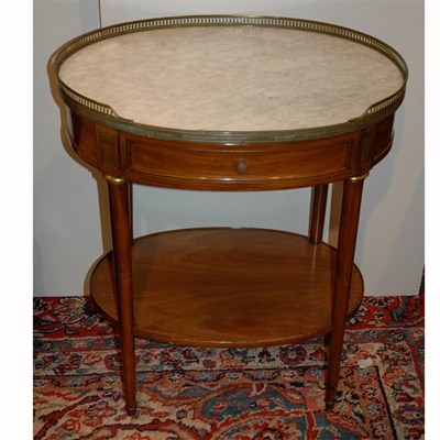 Lot 519 - Louis XVI Style Marble Top Walnut Table en...