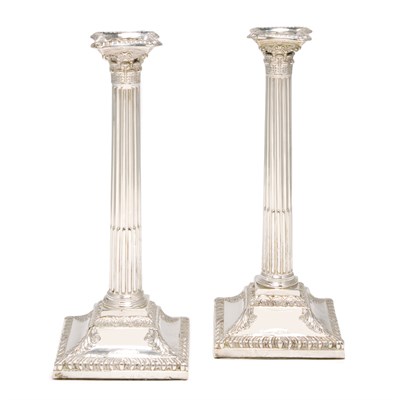 Lot 240 - Pair of George III Silver Candlesticks John...