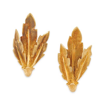 Lot 475 - Pair of Gold Leaf Earclips, Mario Buccellati