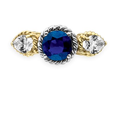Lot 36 - Platinum, Gold, Sapphire and Diamond Ring