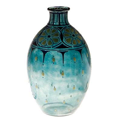 Lot 328 - Marcel Goupy Enameled Glass Vase Of ovoid form,...