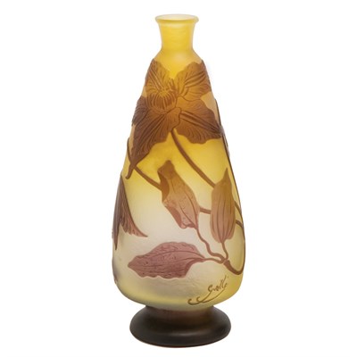 Lot 375 - Galle Acid Etched Cameo Glass Footed Vase Of...