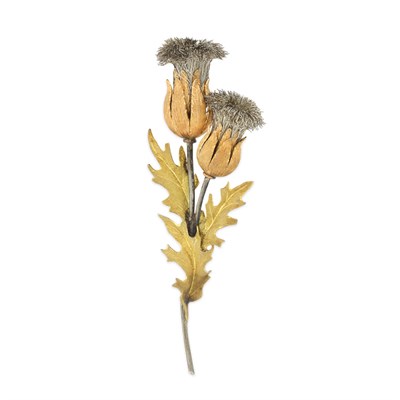 Lot 333 - Two-Color Gold and Silver Thistle Clip-Brooch, Mario Buccellati