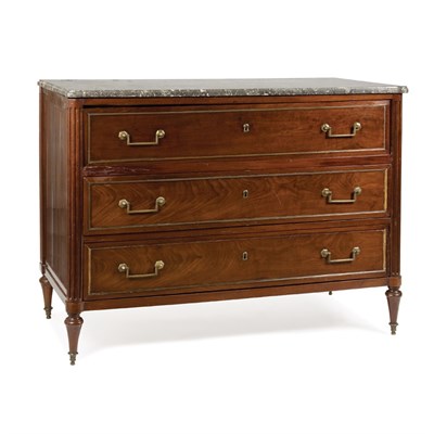 Lot 331 - Louis XVI Brass Bound Mahogany Commode Circa...