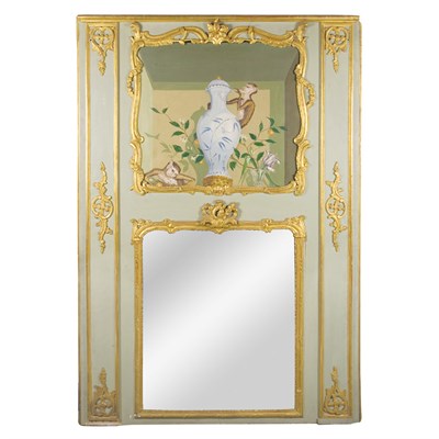 Lot 121 - Louis XV Style Painted and Parcel Gilt Trumeau...