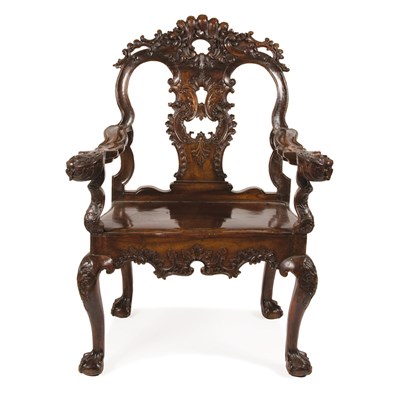 Lot 186 - Anglo Colonial Hardwood Throne Chair Mid 18th...