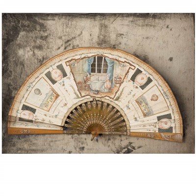 Lot 299 - [BALLOONING FAN] Fan showing two identified...