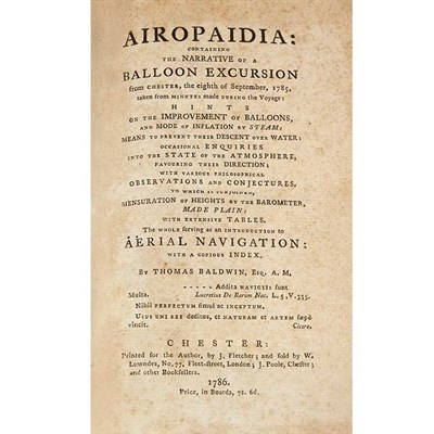 Lot 306 - BALDWIN, THOMAS Airopaidia: containing the...