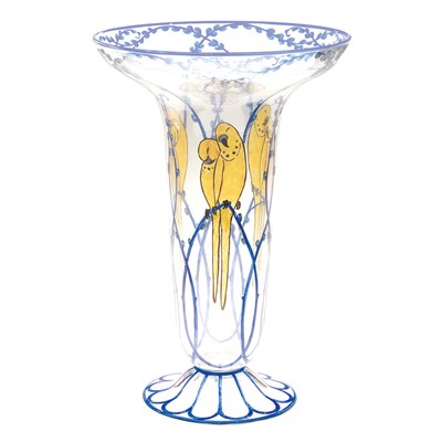 Lot 327 - Marcel Goupy Art Deco Enameled Glass Vase Of...
