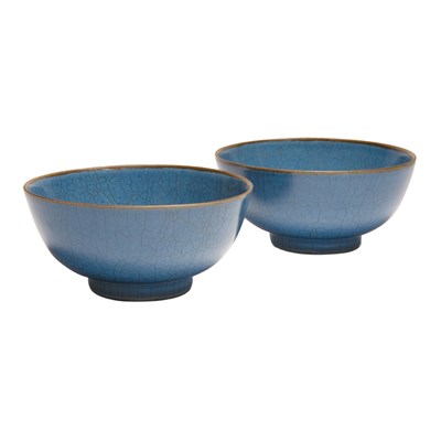 Lot 60 - Pair of Chinese Blue Glazed Porcelain Bowls...